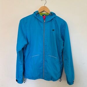 New Balance Size Medium Bright Blue Green Full Zip Mesh Lined Windbreaker Jacket